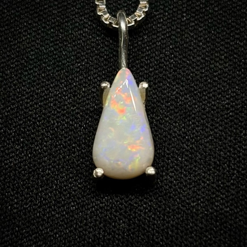 Very Bright Multicolored Multifired Opal Teardrop Necklace Crystal Jewelry
